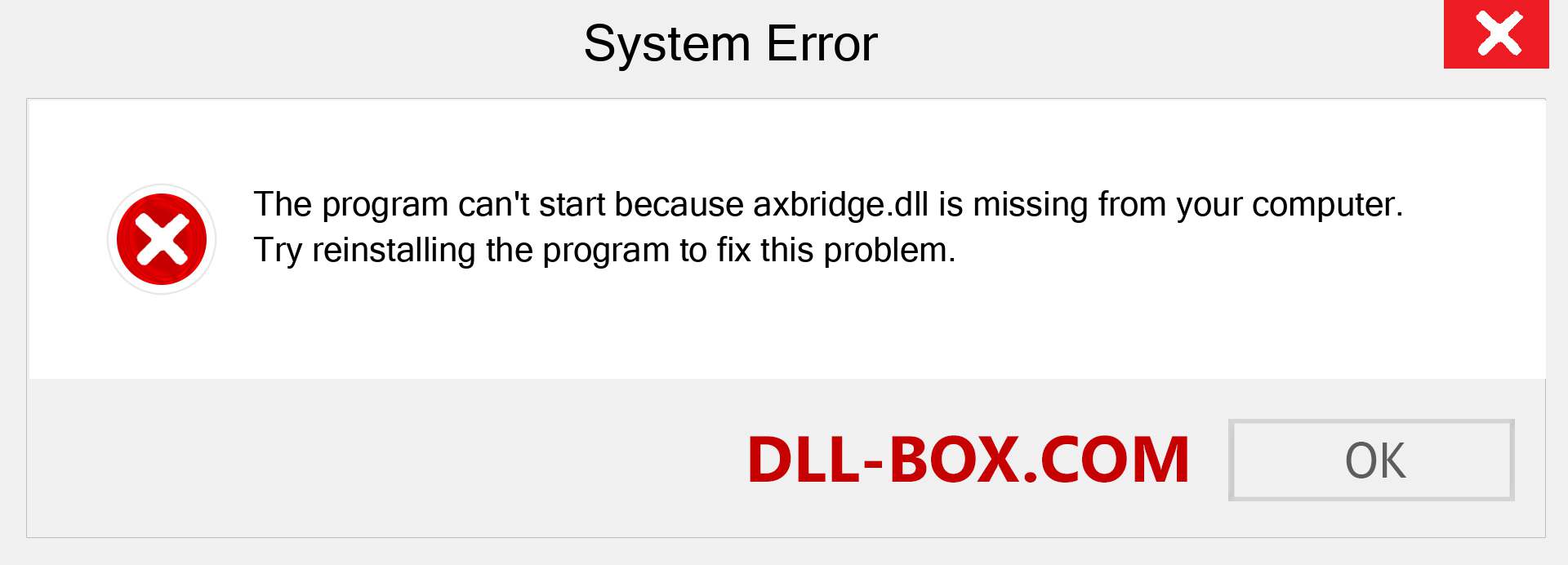  axbridge.dll file is missing?. Download for Windows 7, 8, 10 - Fix  axbridge dll Missing Error on Windows, photos, images